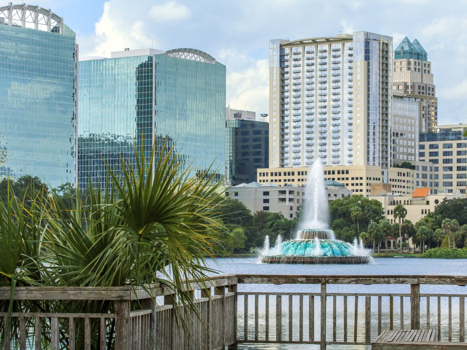 Lake Eola Fountain with Orlando's Skyline